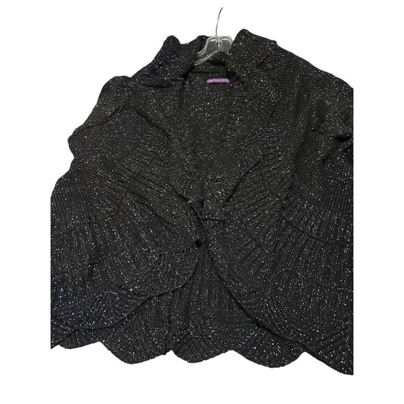 Beverly Drive Women’s Size L Open Cardigan Sweater Ruffled Scalloped Bling - Picture 11 of 12